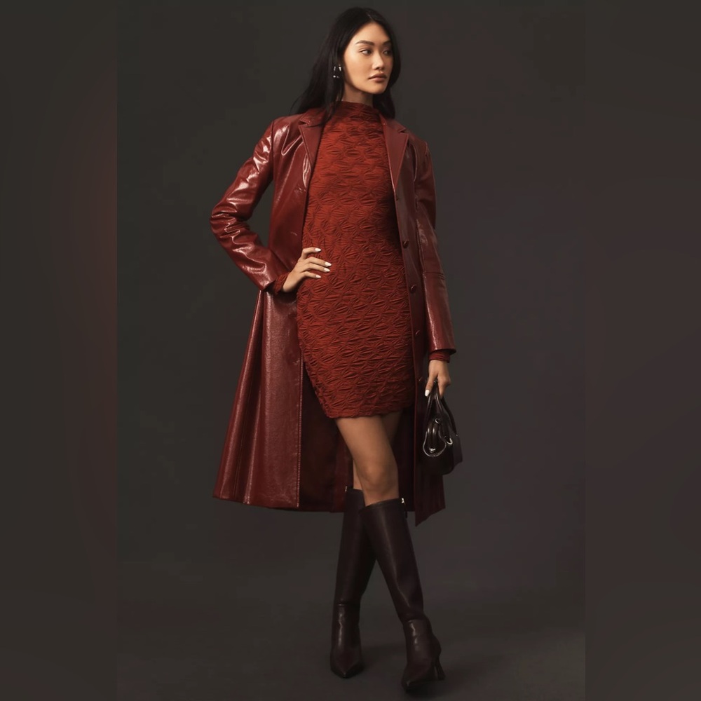 Anthropologie Maeve Long-Sleeve Scrunch Textured Mini Dress